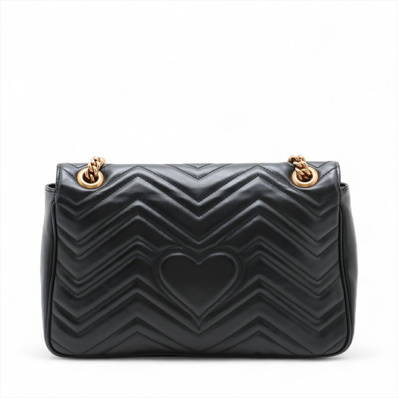 Gucci GG Marmont Leather Chain Shoulder Bag Black - Picture 2 of 8